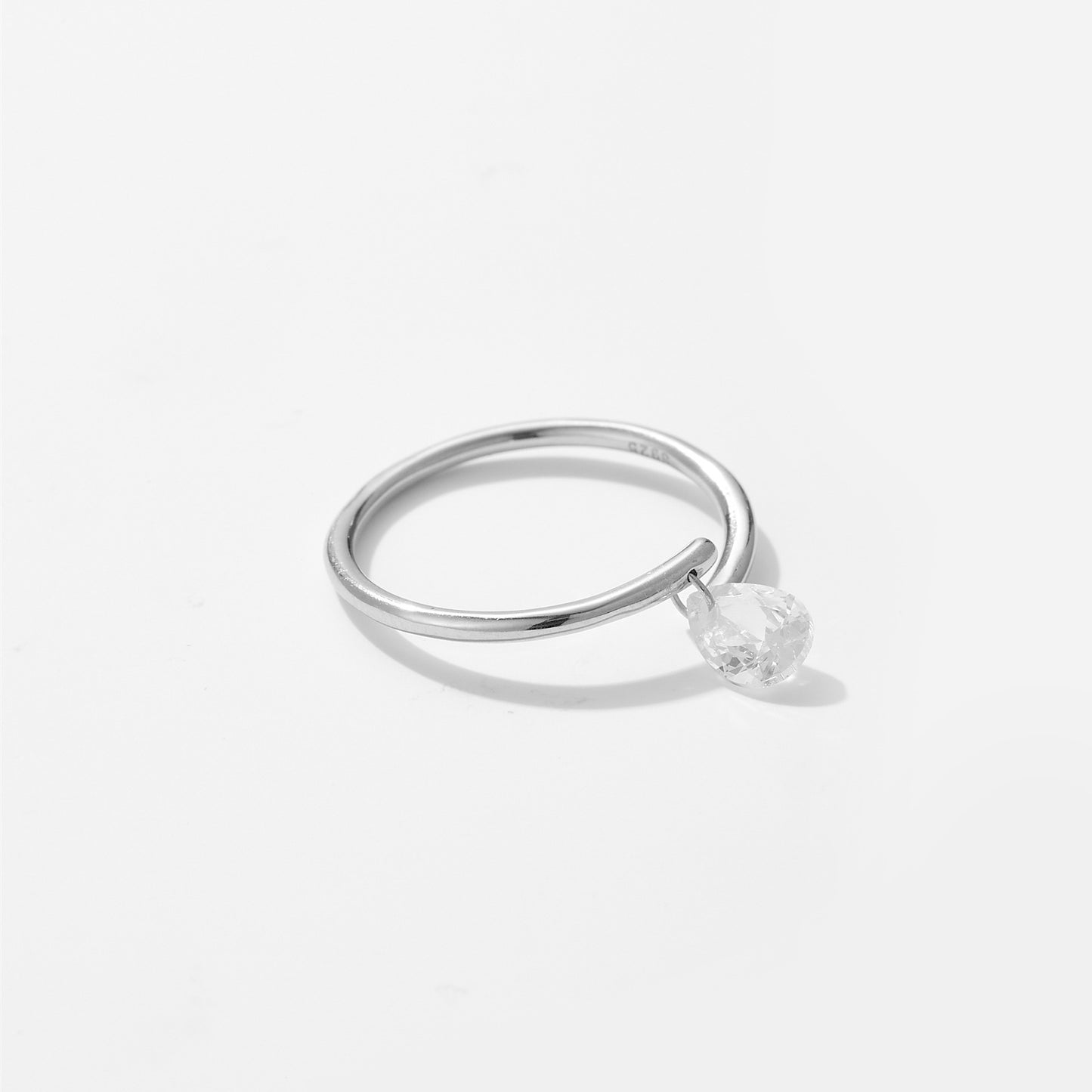 Sterling Silver Open Adjustable Water Drop Ring Fashion