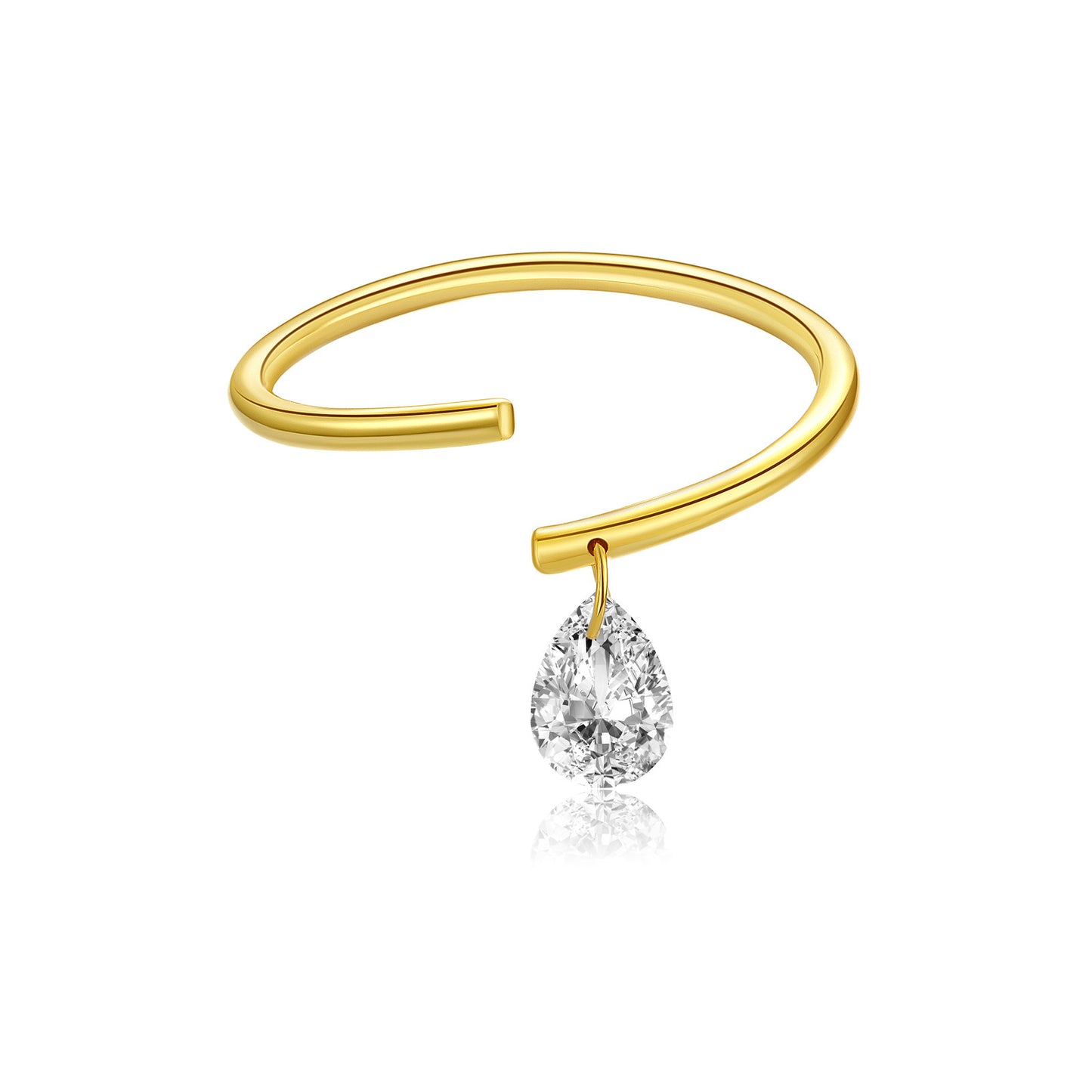 Sterling Silver Open Adjustable Water Drop Ring Fashion