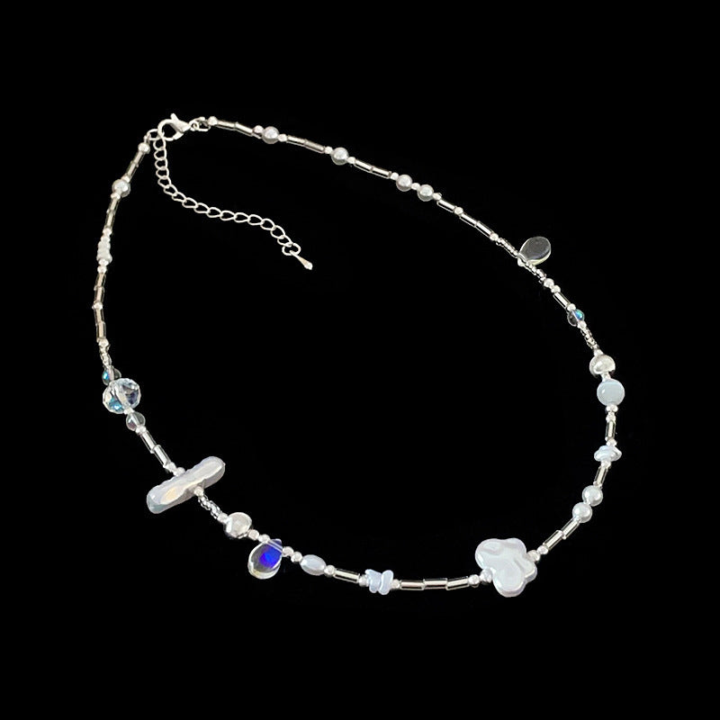 Women's Irregular Pearl Zircon Necklace