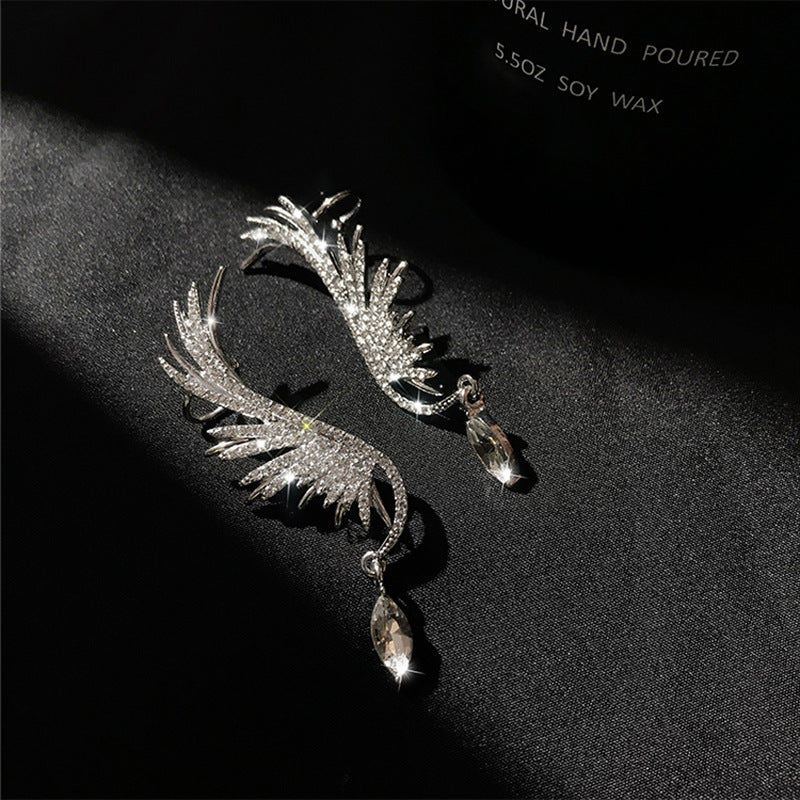 Wings rhinestone tassel earrings earrings