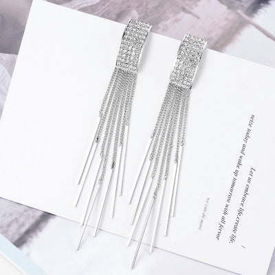 Long crystal earrings tassel earrings