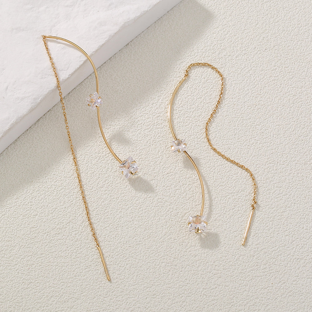 Simple And Long Earrings Japanese And Korean Earrings Tzitzit Earrings With Micro-zircon Earrings