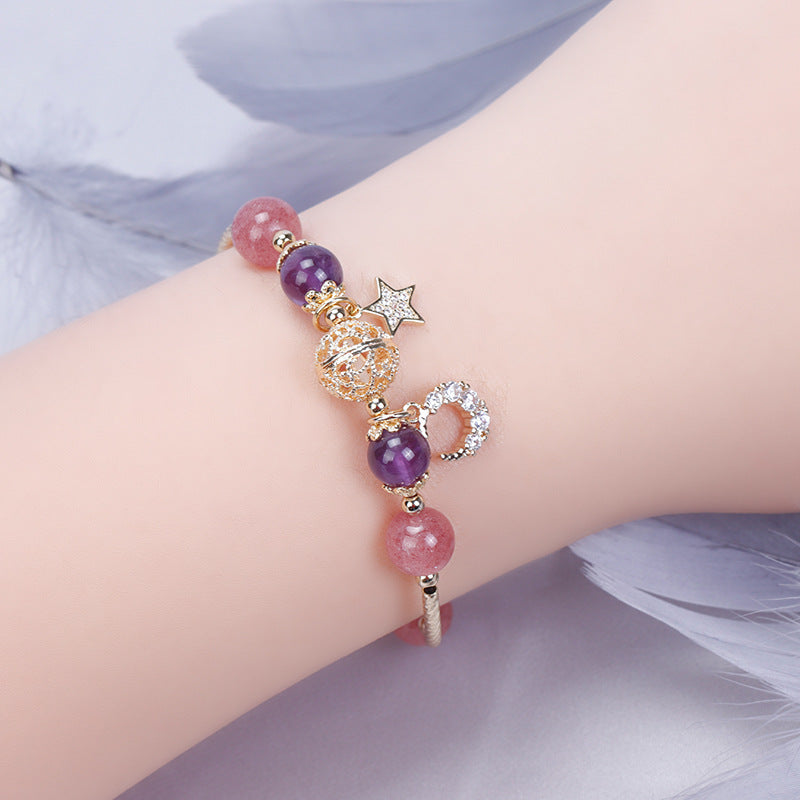 Bardo Crystal Bracelet Strawberry Quartz White Moonlight