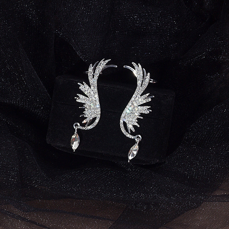 Wings rhinestone tassel earrings earrings