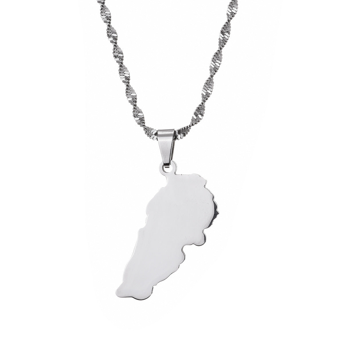 Lebanon Map Stainless Steel Necklace