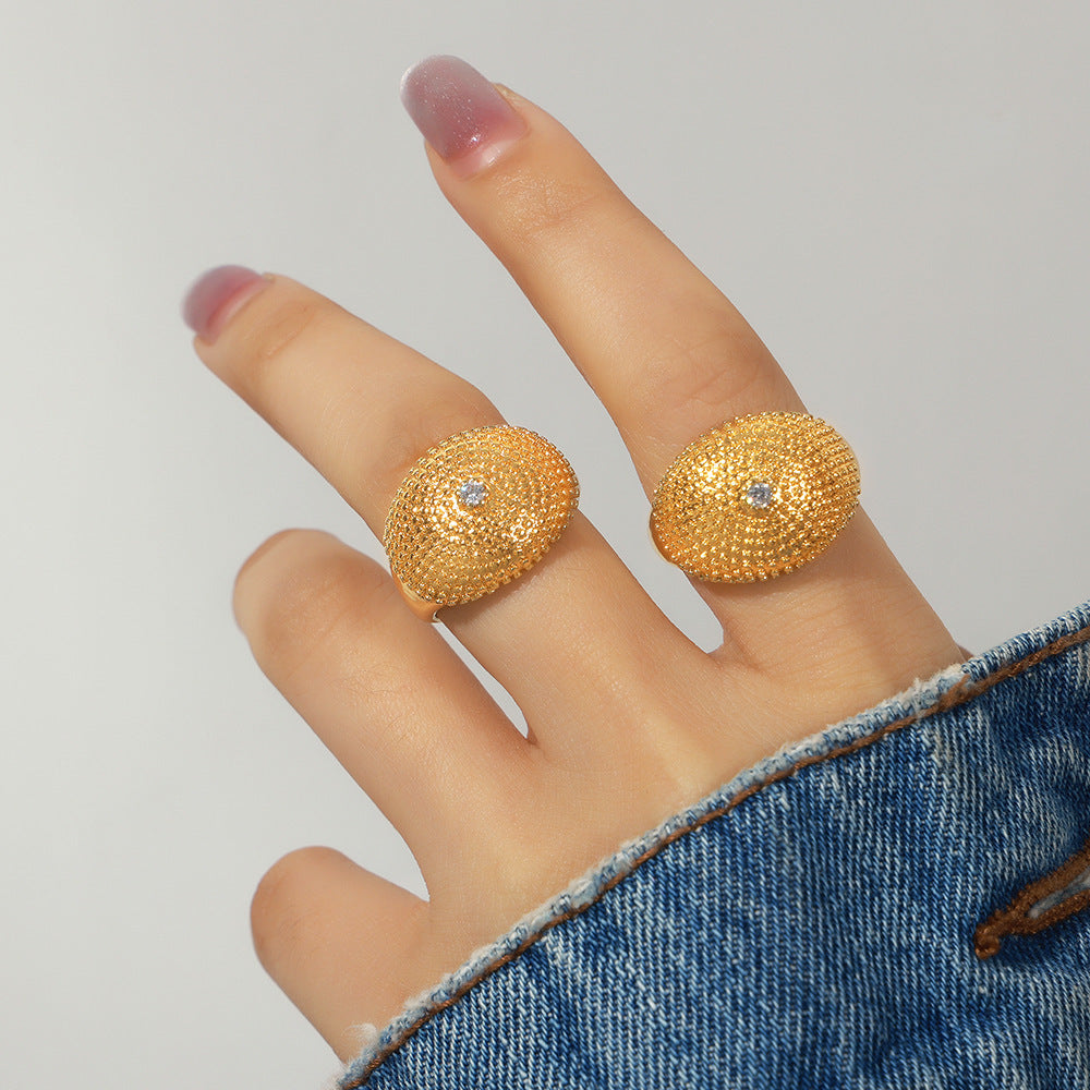 Creative Fashion Simple Copper Round Pattern Ring