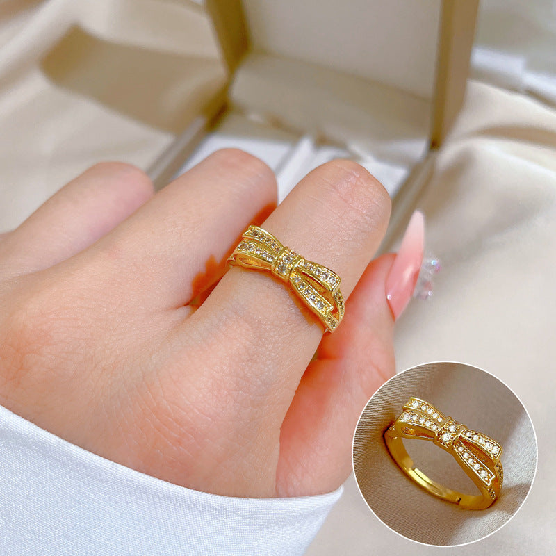 Elegant High-grade Zircon Super Ring Female Opening Adjustable