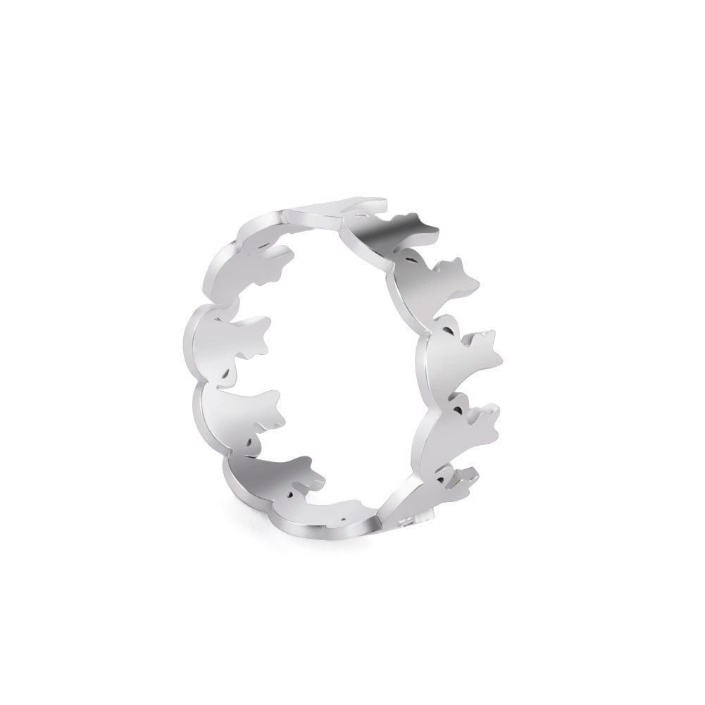 Cut Steel Color Loop Cat Opening Trendy Unique 304 Stainless Steel Ring