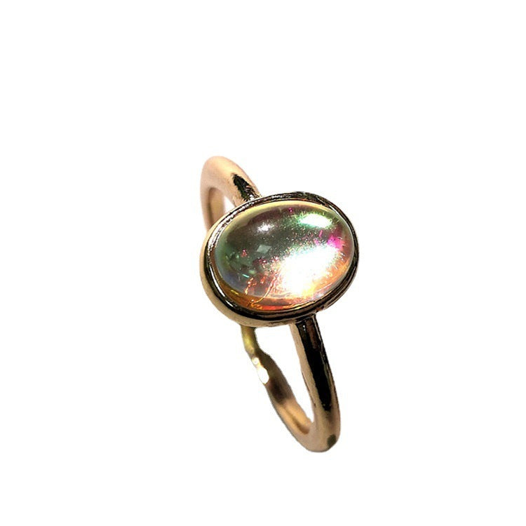 Zirconium-embedded Moonstone Gold Ring