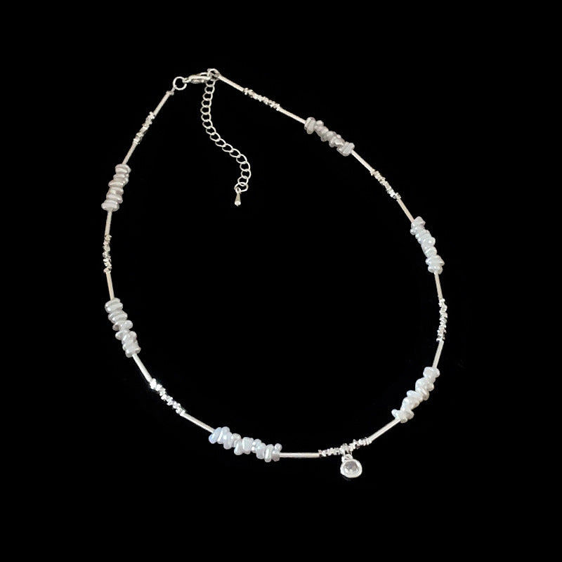 Women's Irregular Pearl Zircon Necklace