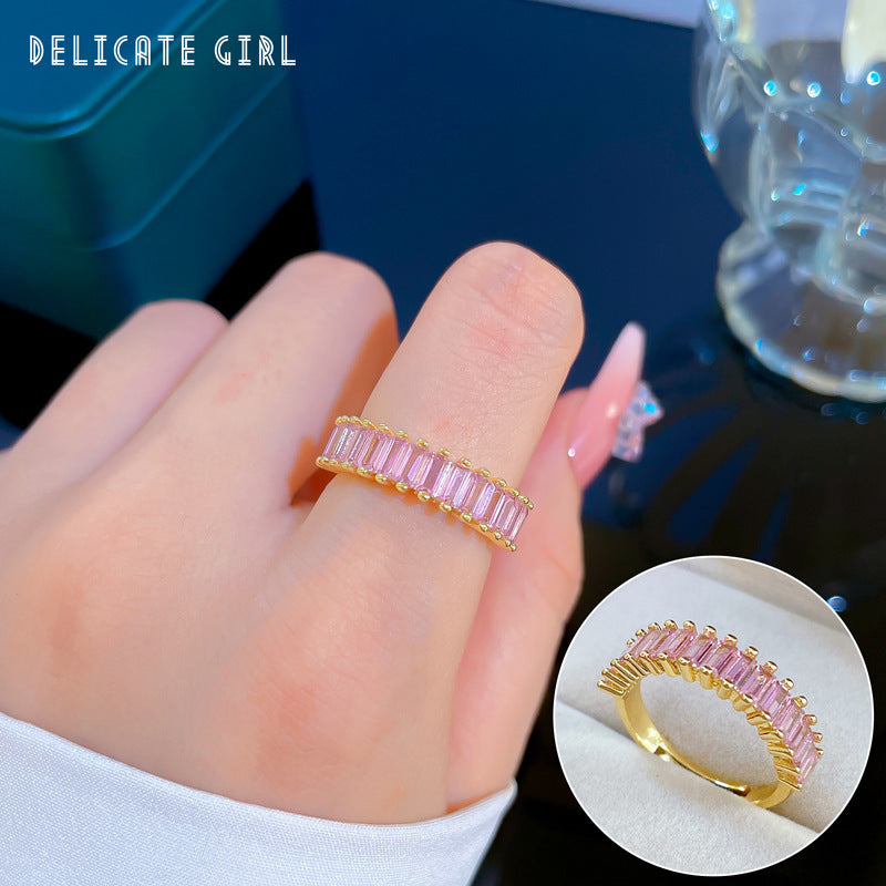 Elegant High-grade Zircon Super Ring Female Opening Adjustable