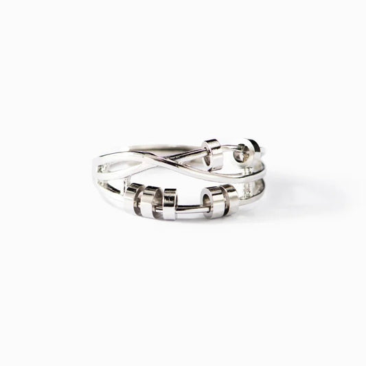 S925 Silver Drive Away Your Anxiety Layer Bead Ring For Women