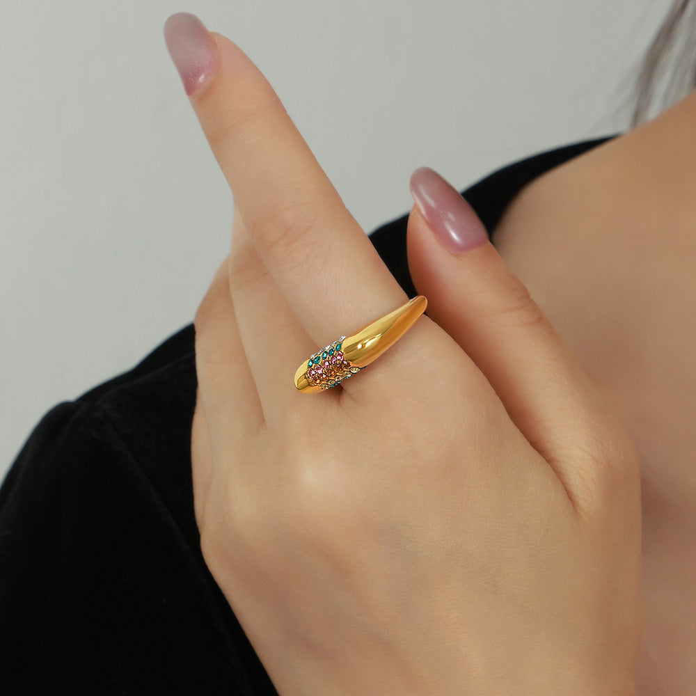 Special-interest Design Titanium Steel Gold Plated Ring