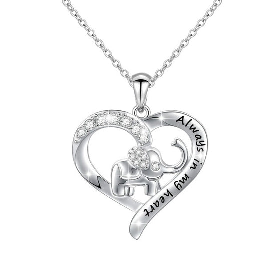 Elephant necklace personalized letter necklace