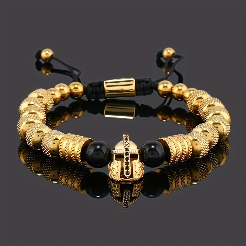 Natural Tigereye Micro Inlaid Zircon Crown Woven Bracelet