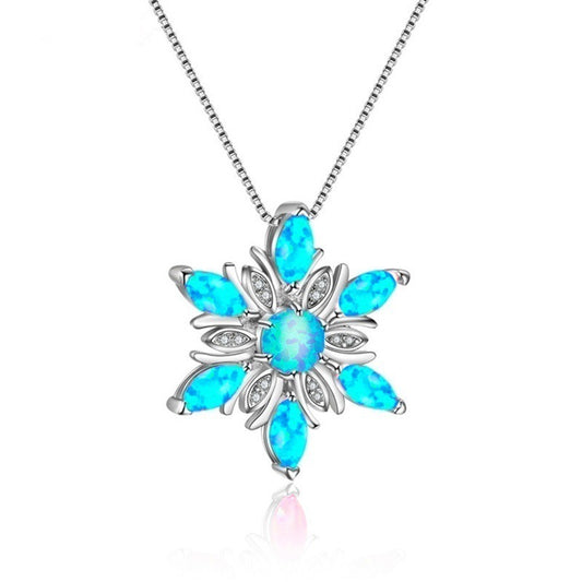 Opal Snowflake Necklace Pendant