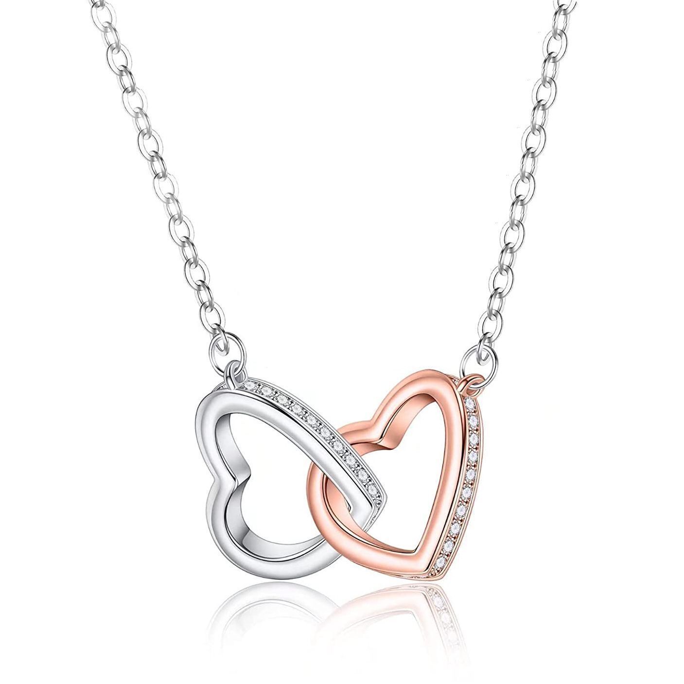 Peach Heart Pendant Clavicle Chain Double Love Necklace Love Heart-to-heart