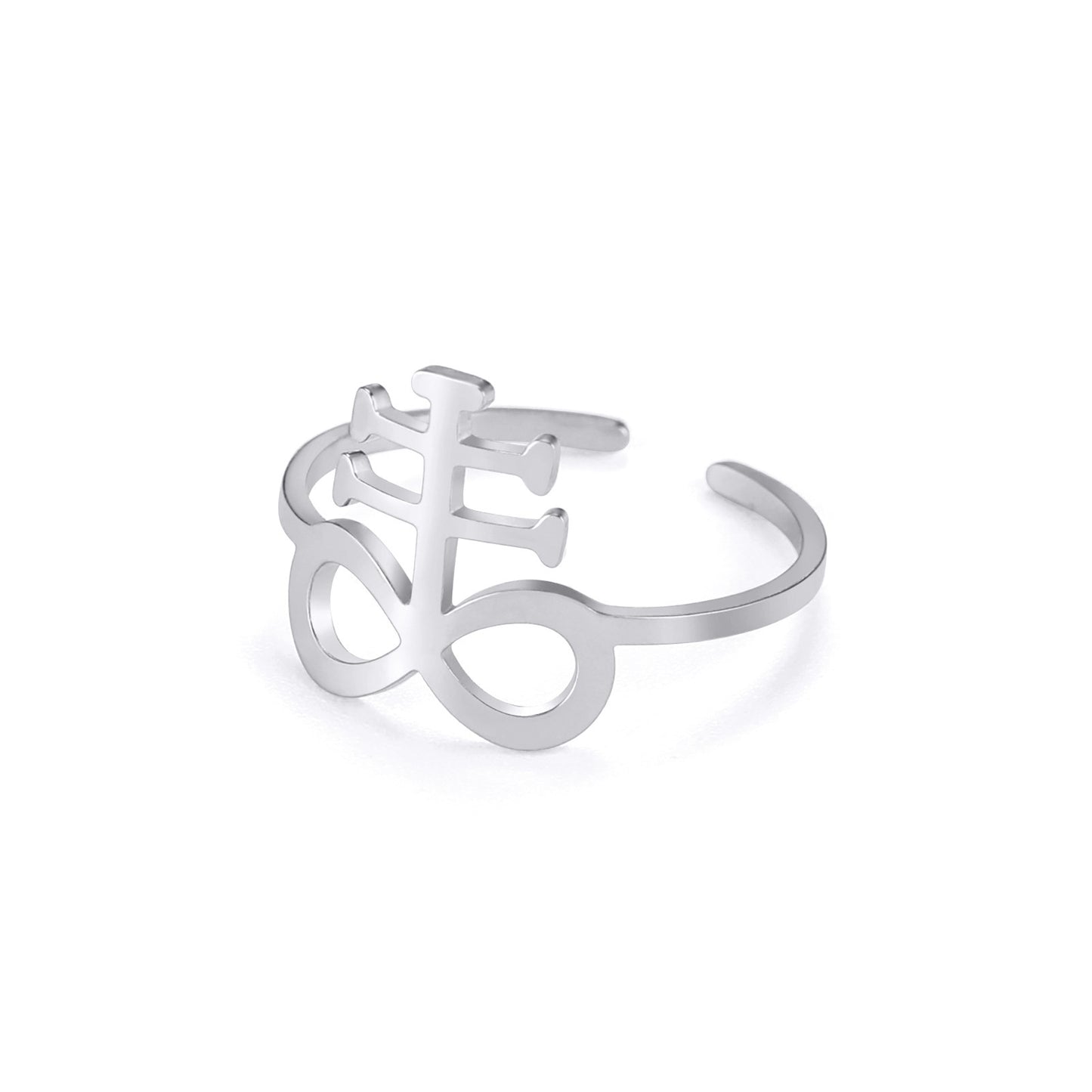 Creative Special-interest Design 8-word Stainless Steel Adjustable Ring