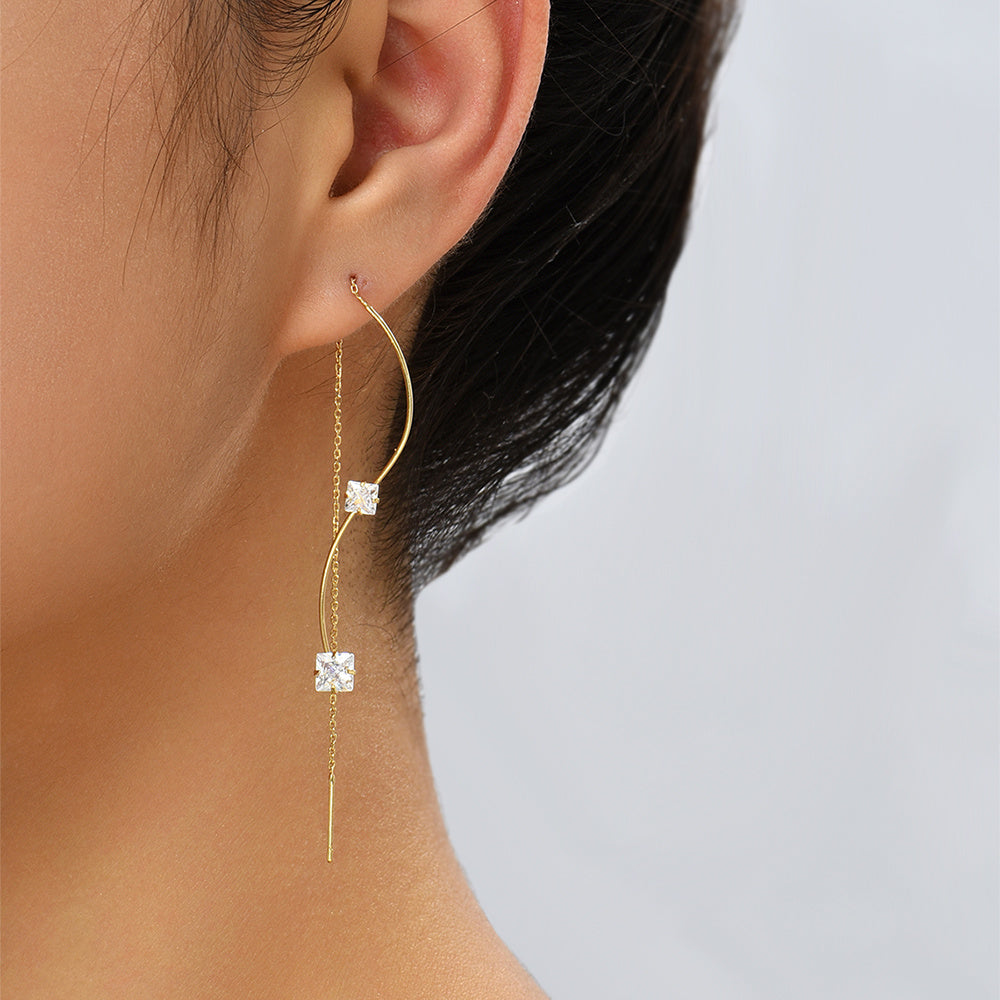 Simple And Long Earrings Japanese And Korean Earrings Tzitzit Earrings With Micro-zircon Earrings