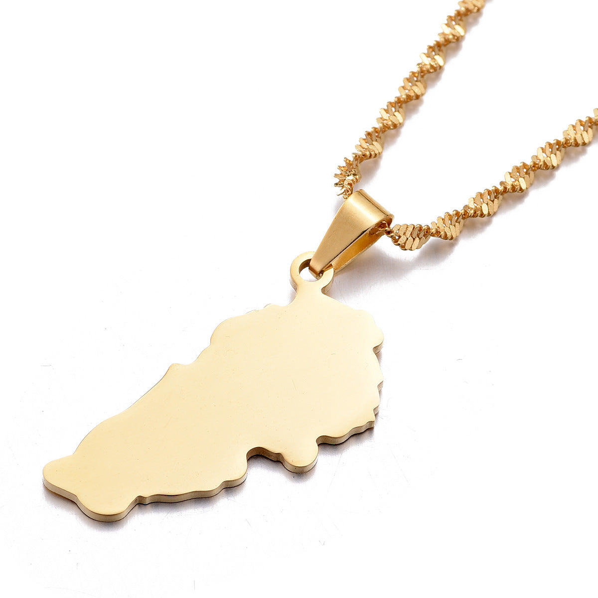 Lebanon Map Stainless Steel Necklace