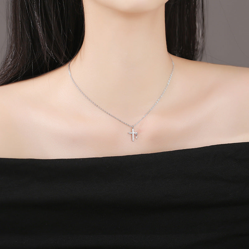 Cross Zircon Necklace Female Niche Creative