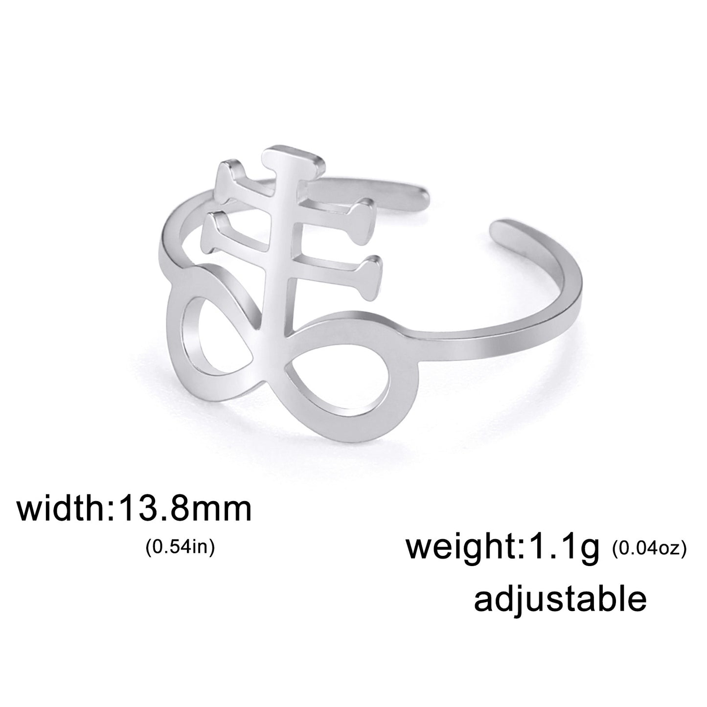 Creative Special-interest Design 8-word Stainless Steel Adjustable Ring