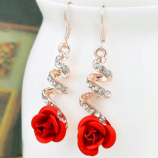 Temperament rose flower earrings wild earrings