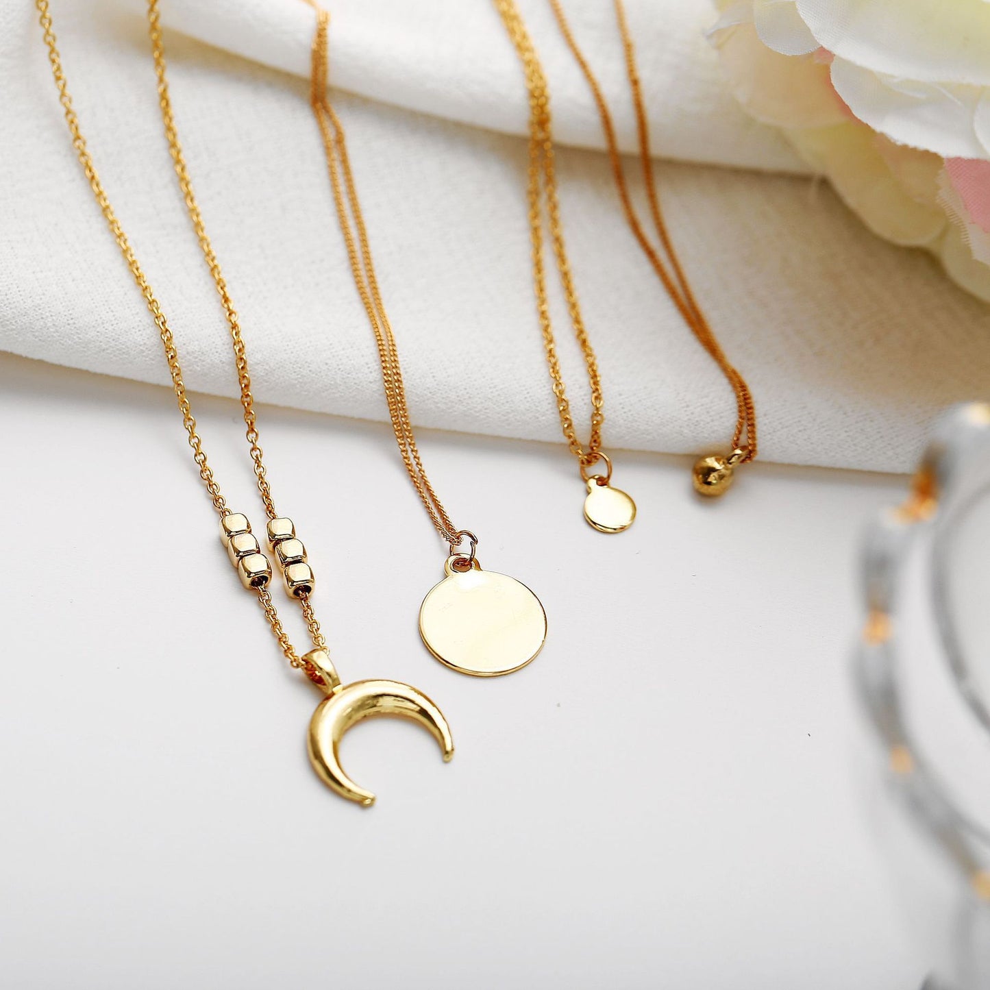 Personalized multi-layer crescent round piece Pendant