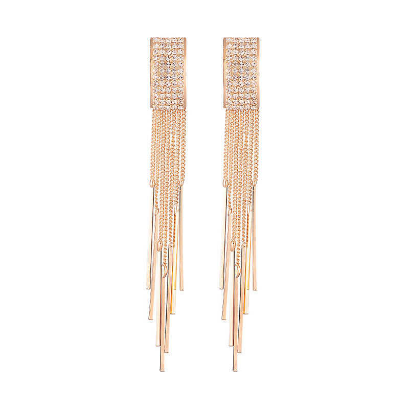 Long crystal earrings tassel earrings