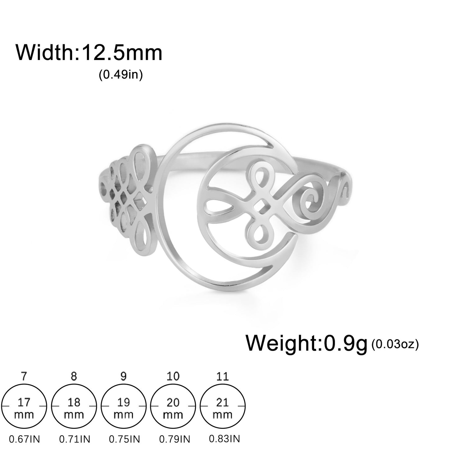 Cut Titanium Steel Hollow Moon Ring Simple Fashion Personality Stainless Steel