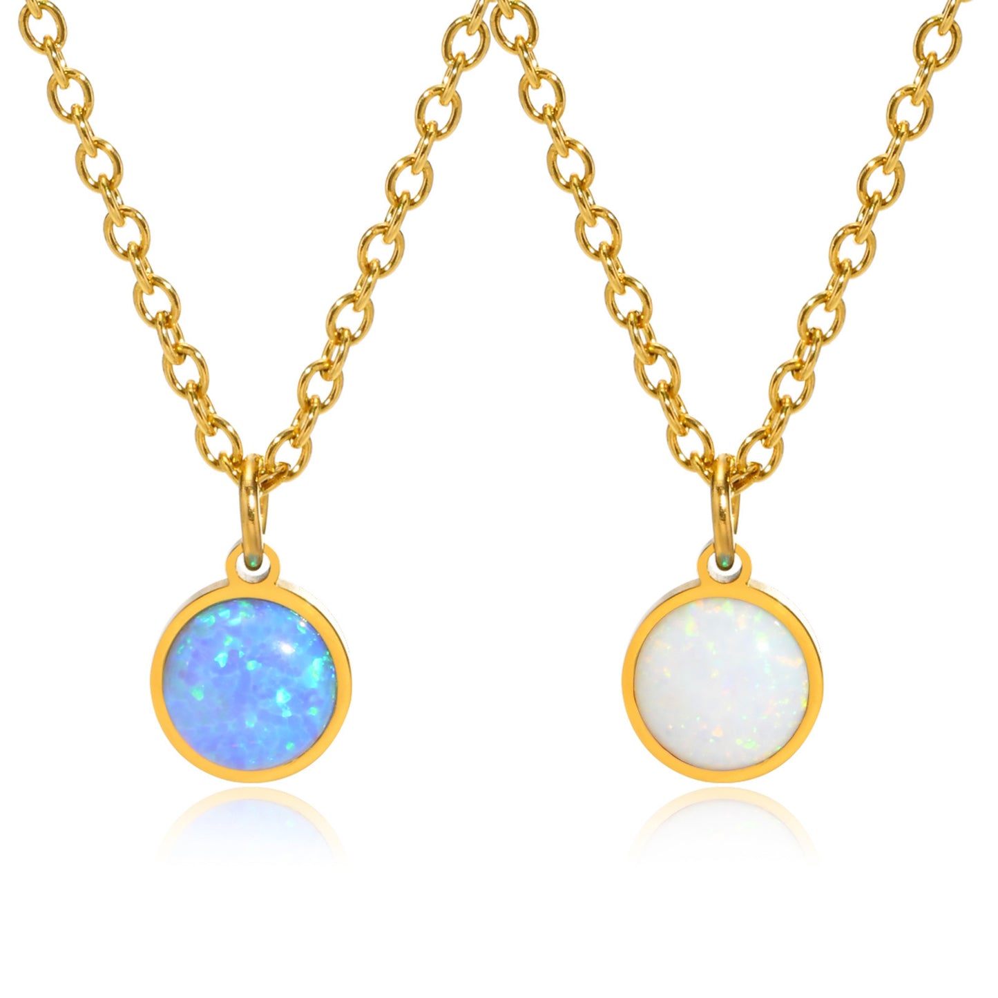 Opal Stone Round Pendant Fashion Women's Necklace