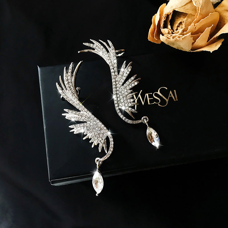 Wings rhinestone tassel earrings earrings