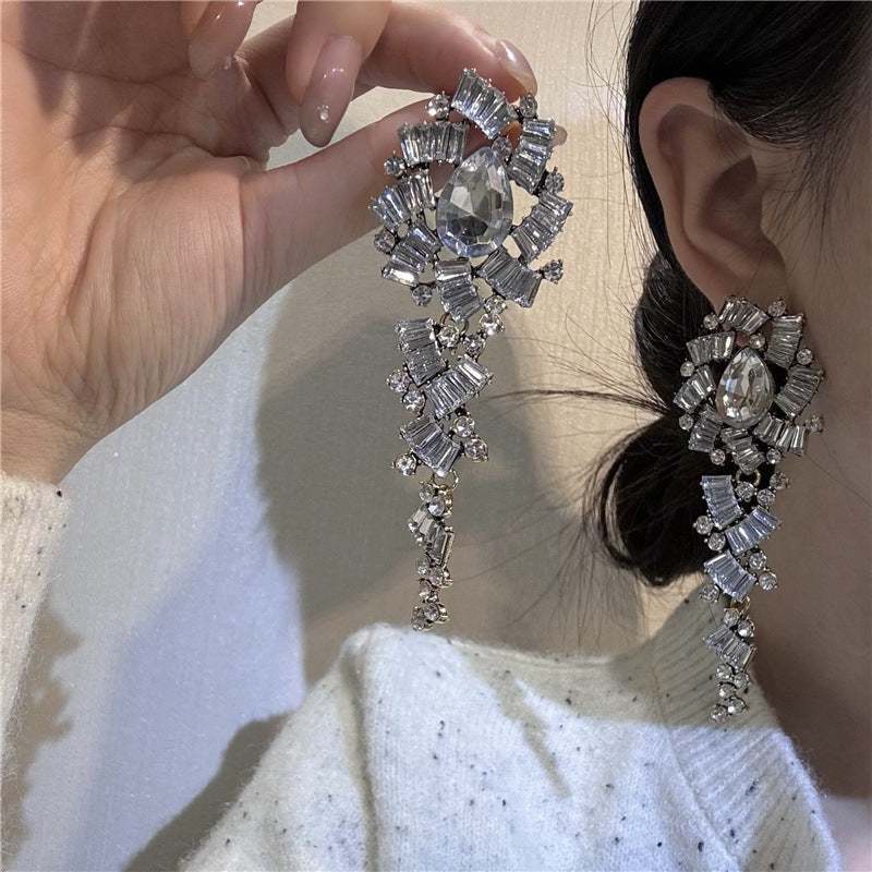 Crystal Shining Diamond Exaggerated Ball Stud Earrings For Dinner Women