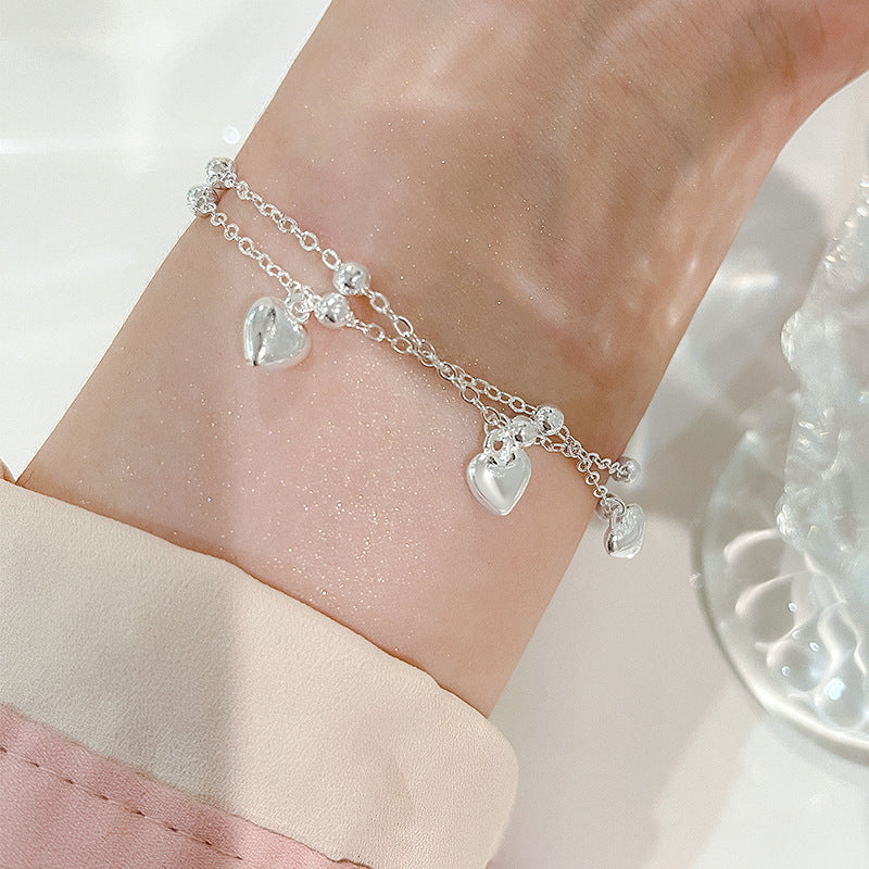 Special-interest Design Double-layer Three-dimensional Peach Heart Bracelet