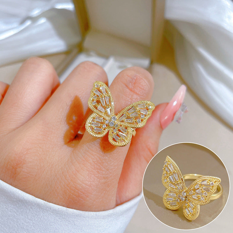 Elegant High-grade Zircon Super Ring Female Opening Adjustable