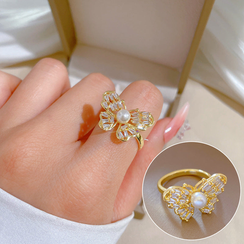 Elegant High-grade Zircon Super Ring Female Opening Adjustable