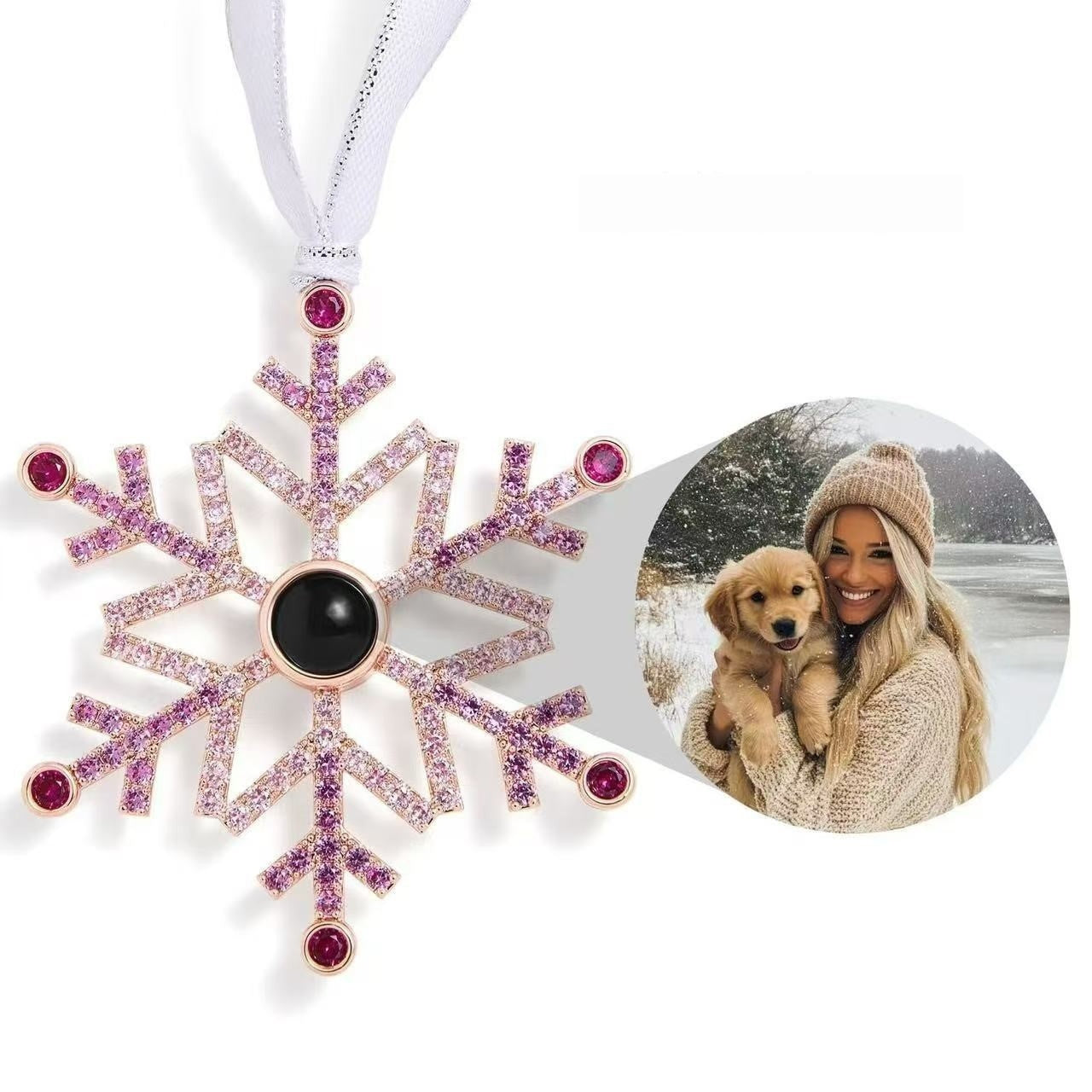 Thanksgiving Christmas Gift Snowflake Projection Necklace