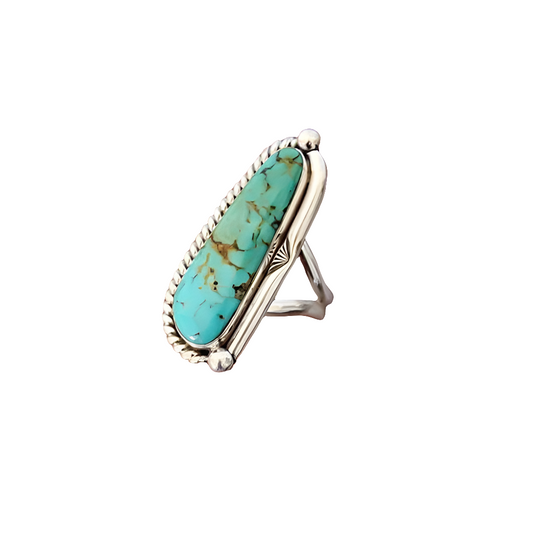 RETRO Geometric Drop-shaped Inlaid Turquoise Pattern Ring