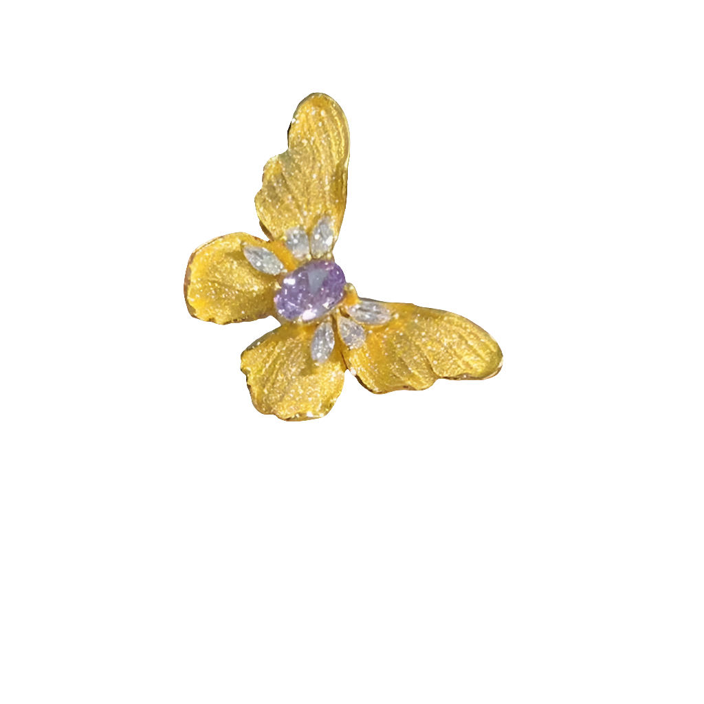 Gold Butterfly Ring Fashion Brushed Dead Leaves