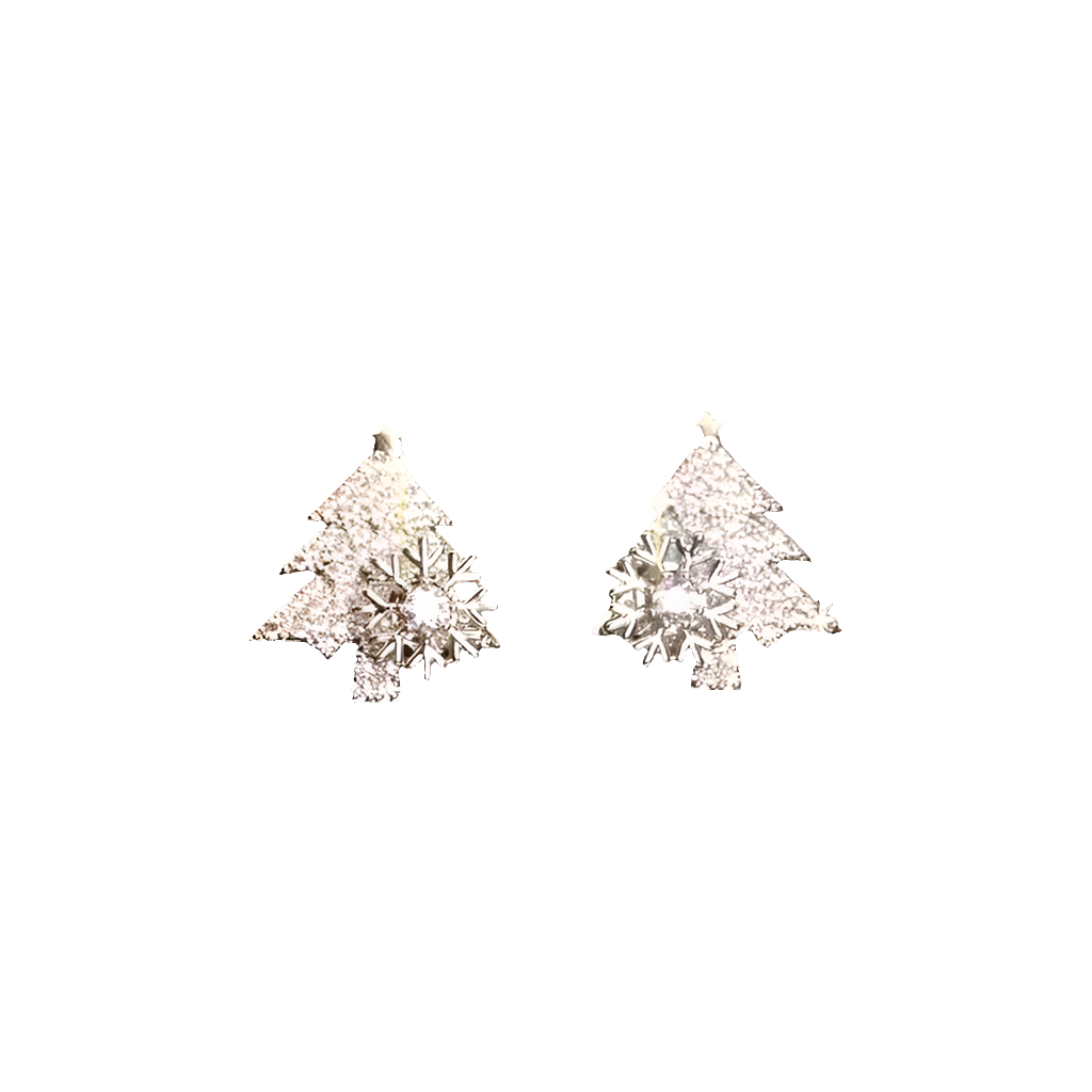 Rotatable Christmas Tree Earrings Shiny Rhinestone Snowflake Stud Earring New Year Xmas Festival Ear Jewelry Gifts Autumn And Winter