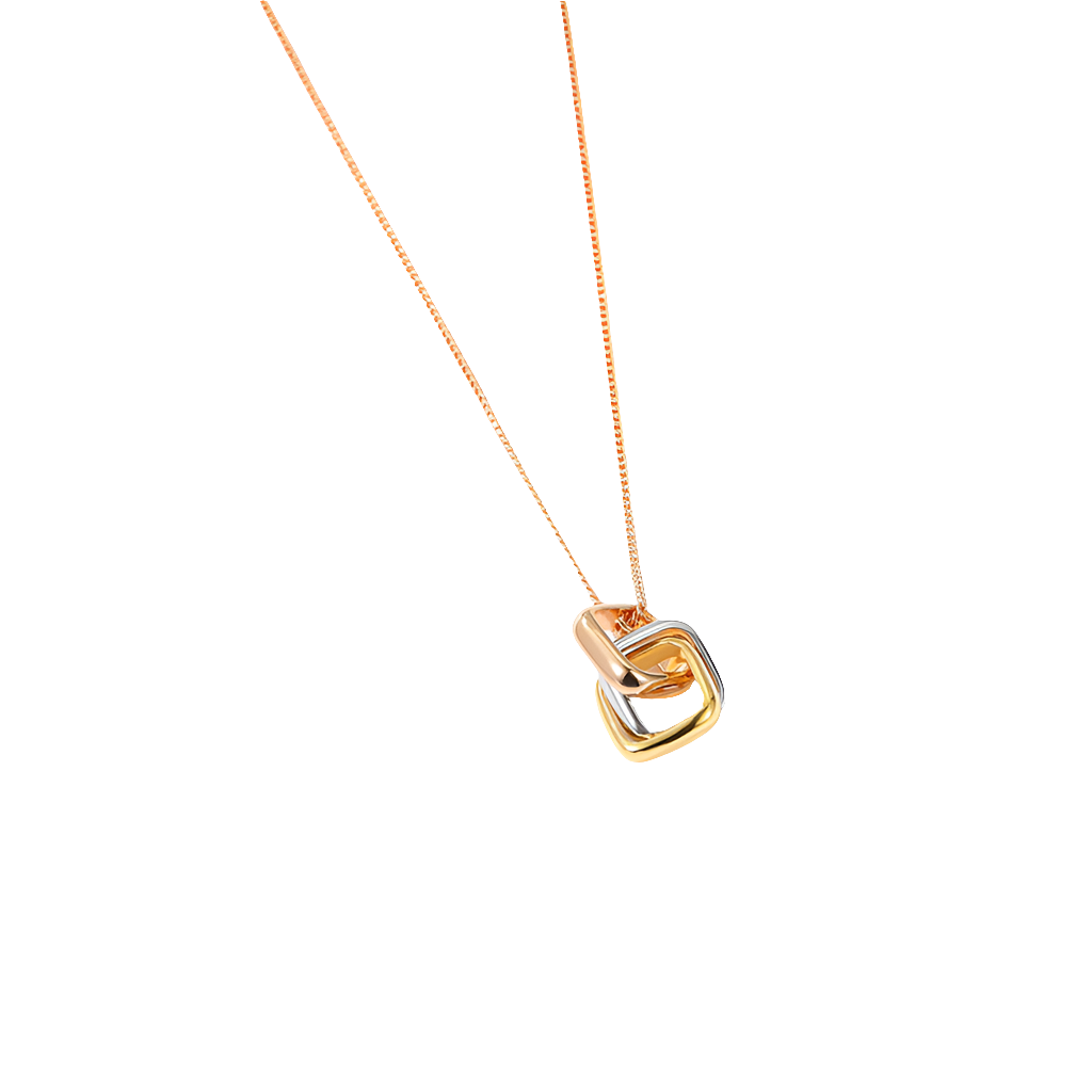 Square Three-color Ring Necklace Interlocking Clavicle Chain