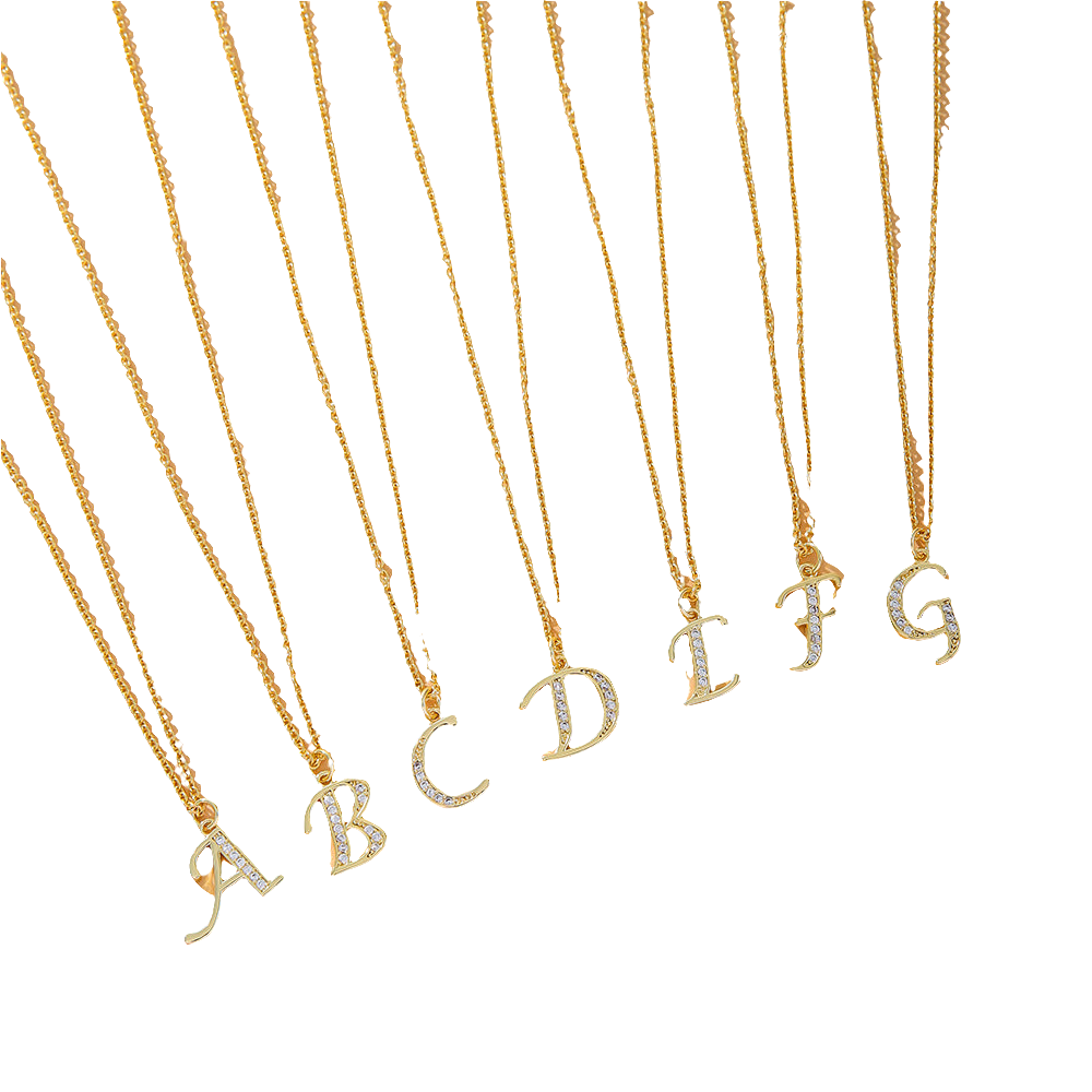 Fashion English 26 Letters Inlaid Zircon Copper Necklace