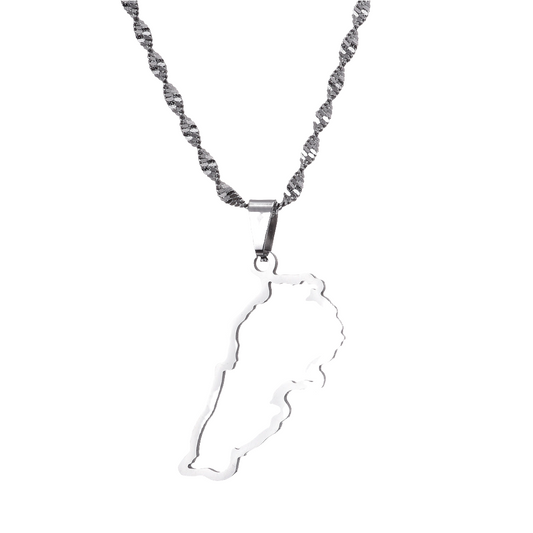 Lebanon Map Stainless Steel Necklace