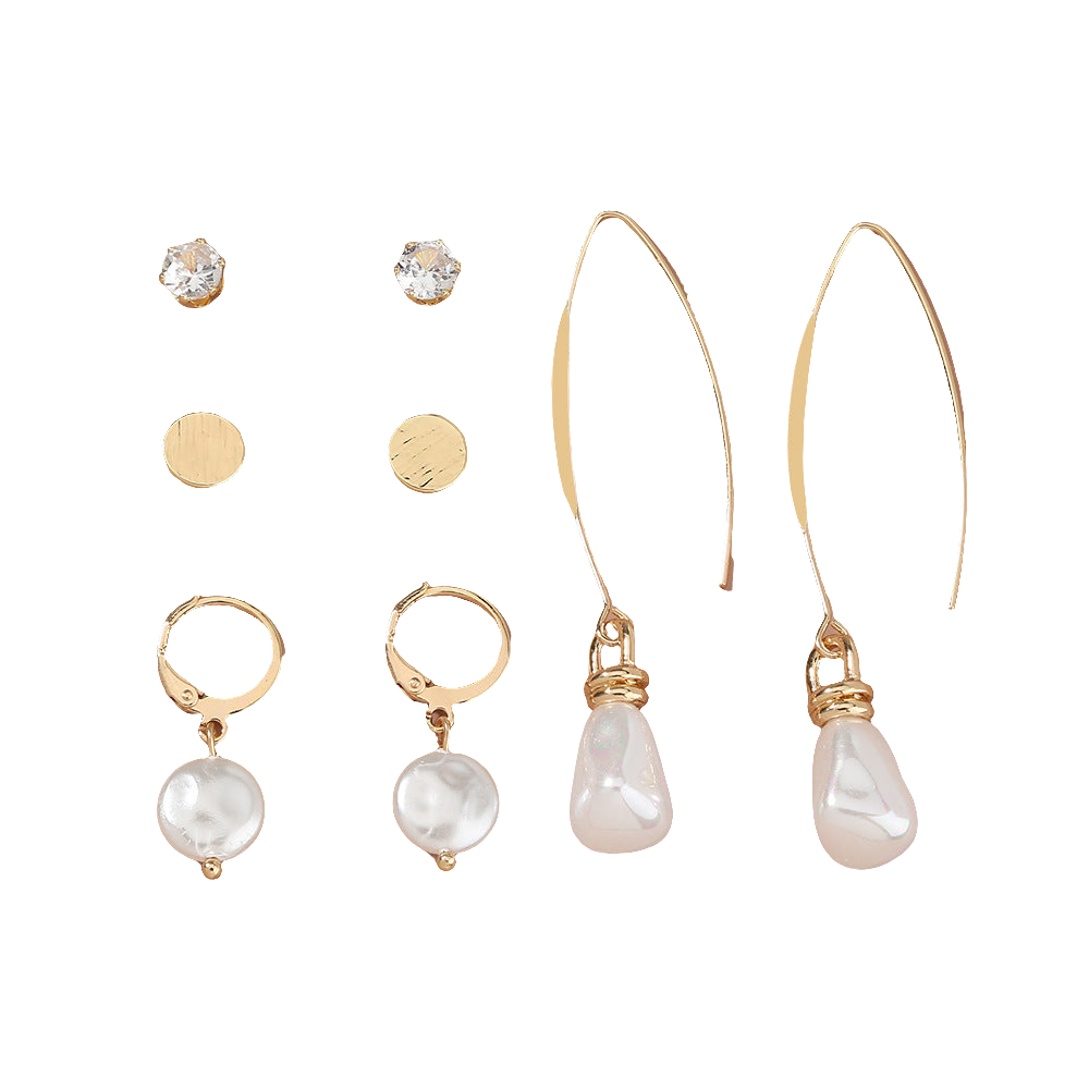 Simple And Versatile Earrings Set Diamond Pearl Earrings Drop Earrings Multi-style Earrings