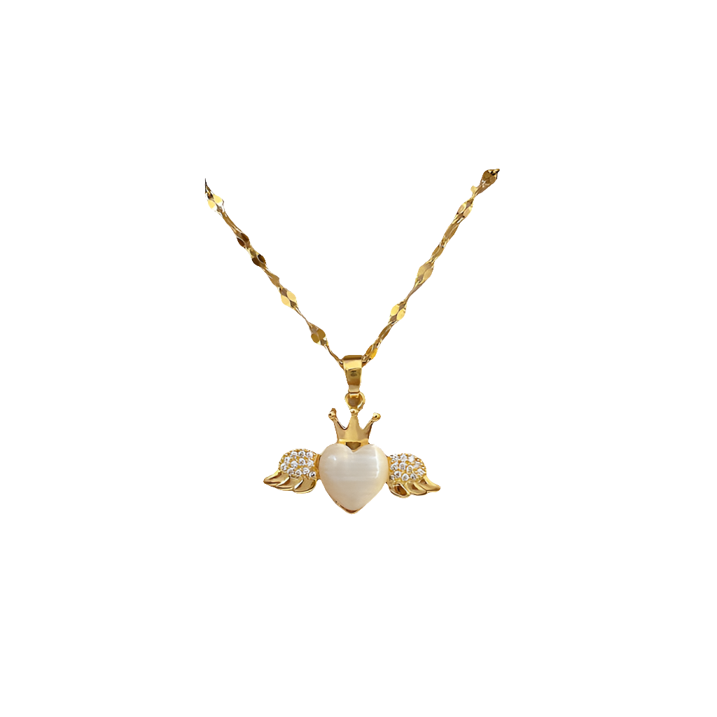 Light Luxury Micro-inlaid Opal Angel Heart Necklace