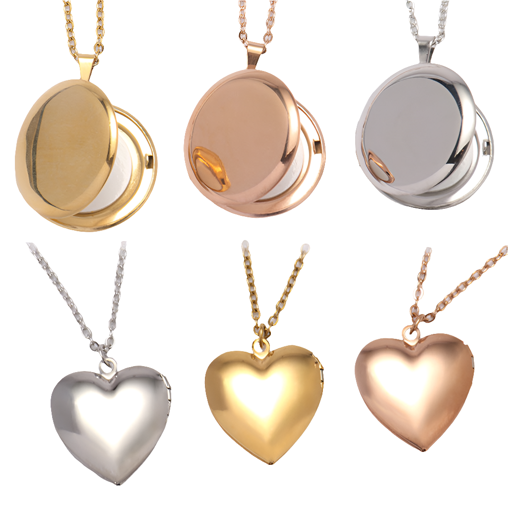 Blank Thermal Transfer Supplies Peach Heart Round Love Necklace Pendant