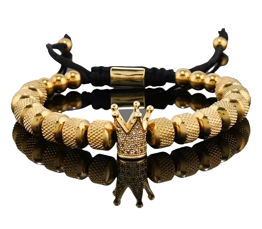 Natural Tigereye Micro Inlaid Zircon Crown Woven Bracelet