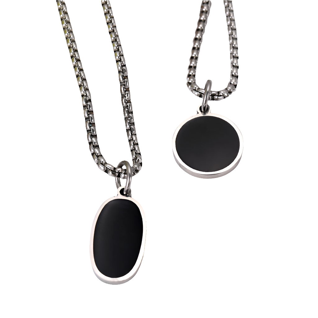 Stainless Steel Oval Titanium Steel Necklace Steel Color