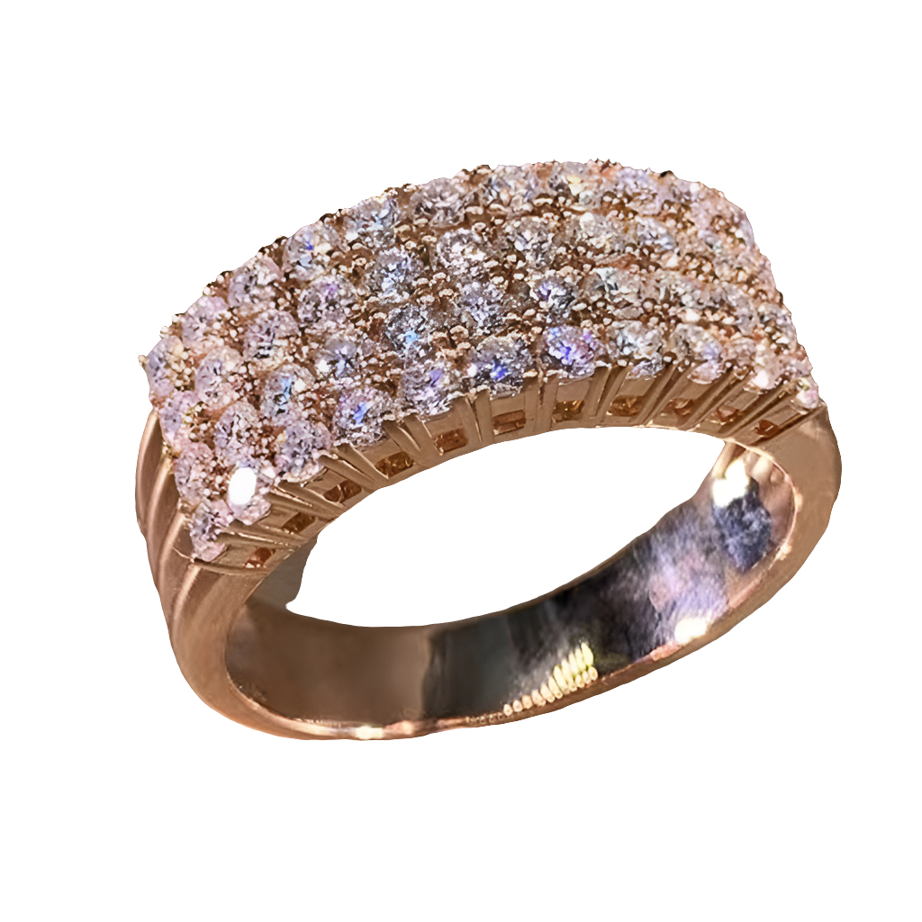 Inlaid Zircon Female Shiny Ring Geometry