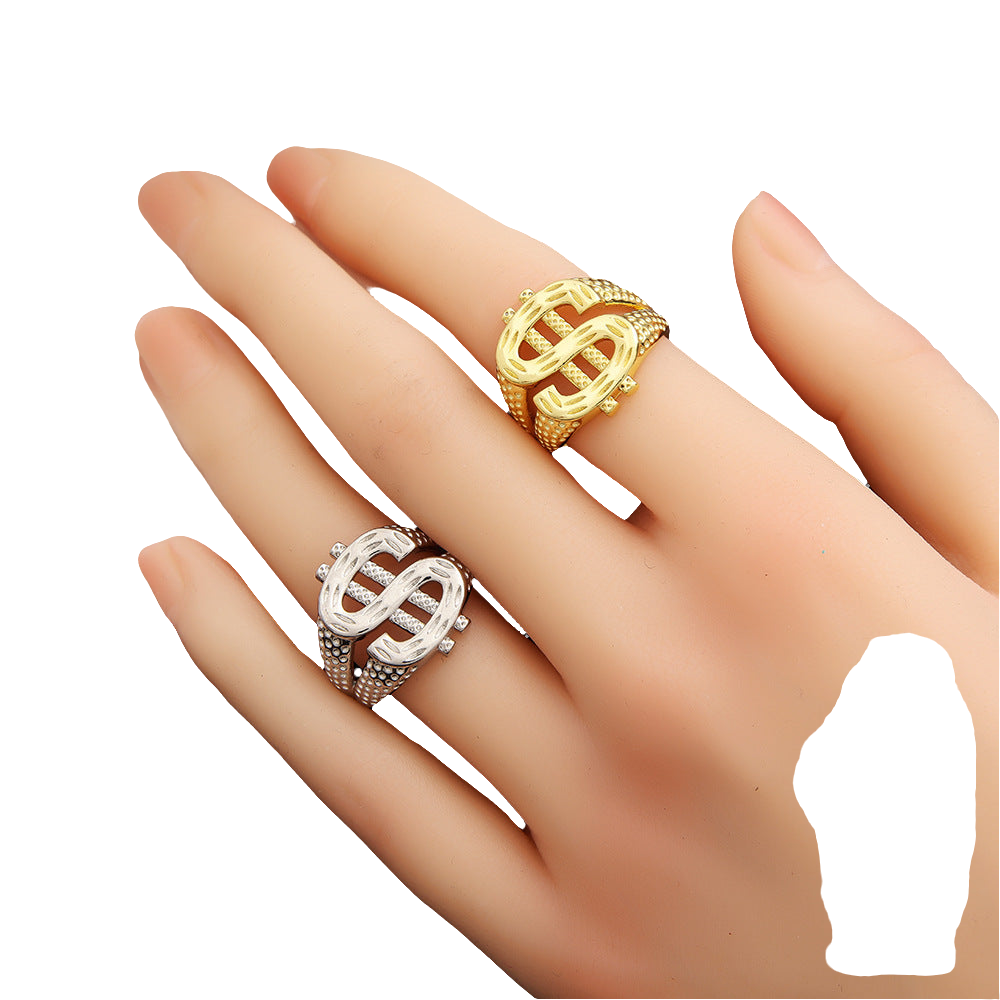 European And American Popular Exaggerated Hip Hop Dollar Symbol Ring